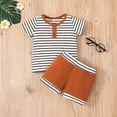 thumbnail image 2 of LAPAKIDS Infant Baby boy Summer Outfit Clothes Striped Short Sleeve Top +Elastic Waist Shorts 2Pcs Set 9-12 Months, 2 of 6