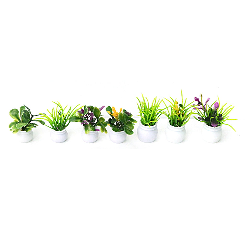 7 Pcs Dollhouse Miniature Flower Pots Garden Landscape DIY Decor Model 3~5cm NEW 