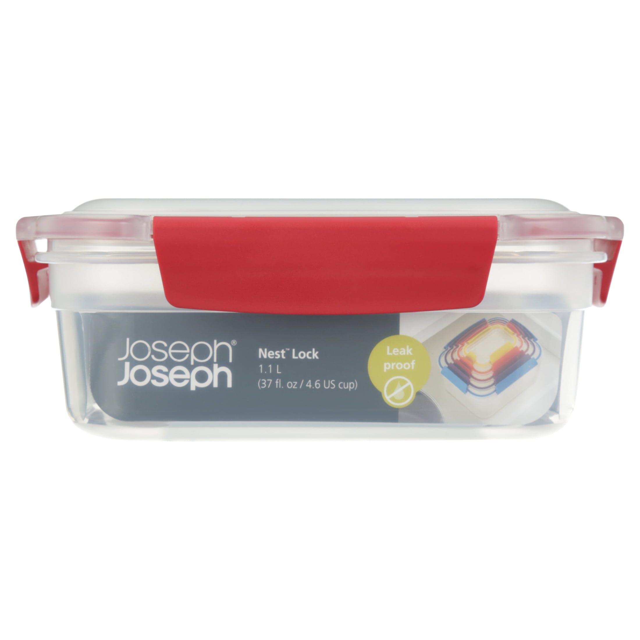 Joseph Joseph Nest Lock Plastic BPA Free Food Storage Container Set with  Lockable Airtight Leakproof Lids, 6-Piece Set/37oz, Red
