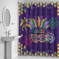 thumbnail image 5 of Carnival Shower Curtain for Bathroom Decor, Mask Feathers Firework Purple Yellow Blocks Waterproof Fabric Shower Curtain, 72"x96" Set with 12 Hooks, 5 of 9