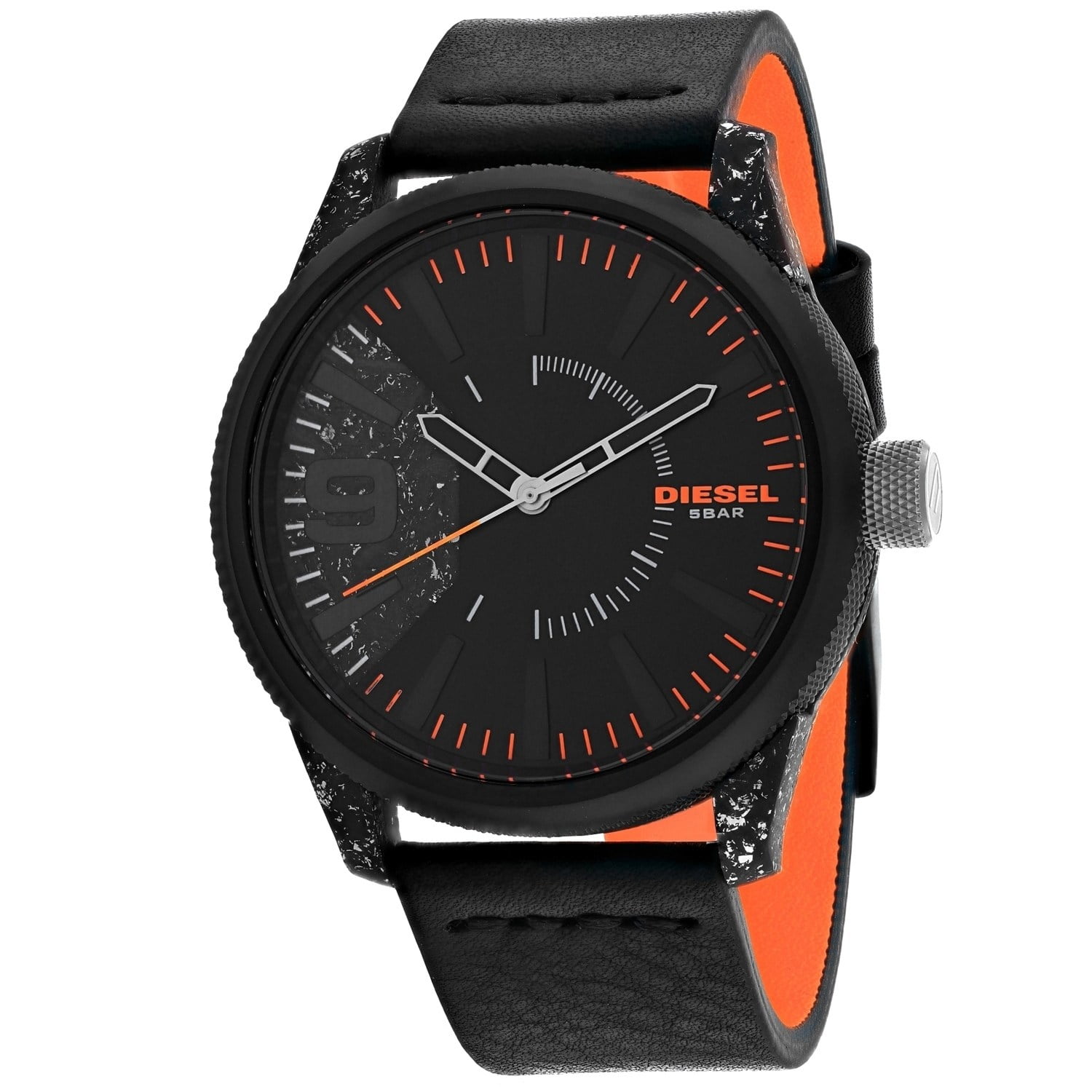 Diesel Rasp Black Dial Leather Strap Men s Watch DZ1845