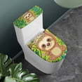 thumbnail image 3 of HELLHERO Toilet Seat Covers 2-Piece Elastic Fabric Easy to Install for People, Cute Sloth Jungle Pattern, 3 of 7