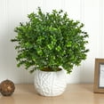 thumbnail image 4 of Nearly Natural Boxwood Artficial Plant in White Vase (Indoor/Outdoor), 4 of 5