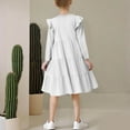 thumbnail image 5 of bbymog Dresses for Girls 10-12 Solid Color Fluffy Long Sleeve Layered Dress Girls Clothes White 7 Years, 5 of 7