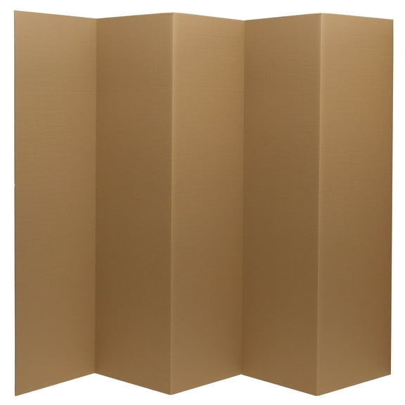 6 ft. Tall Plain Brown Cardboard Privacy Screen Room Divider - 5 Panel