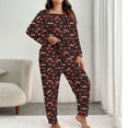 thumbnail image 2 of Lorytime Womens Long Sleeve Pajama Sets Valentines Heart Letters Crewneck Plus Size Tops and Pants Homewear Red 5XL, 2 of 5