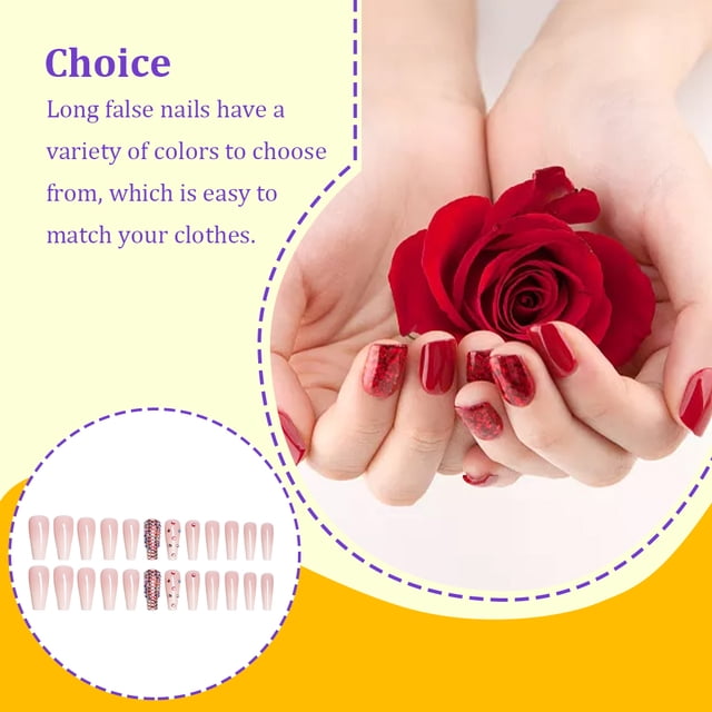 Length Coffin Fake Nail Scratch Resistant Press-on Fingernails Removable Trimble Nail Tip Adjustable Manicure Stickers Girls Type 16