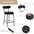 thumbnail image 6 of 27" Boucle/PU Bar Stools Set of 2, Accent Counter Height Stools with Back for 2 People, Modern Metal Tall Dining Chairs, Upholstered Counter Height Bar Chairs for Kitchen & Kitchen Island, 6 of 9