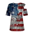 thumbnail image 5 of SELONE Tshirts for Women American Flag Plus Size Short Sleeve Crewneck Cold Shoulder July 4th Apparel Red White Blue Wear Clothes Gifts Activewear M, 5 of 7