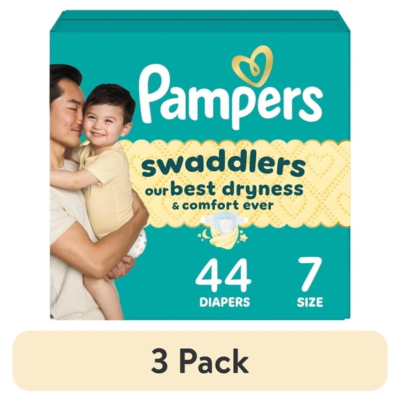 (3 pack) Pampers Swaddlers Baby Diapers Size 7, 44 Count (Select for More Options)