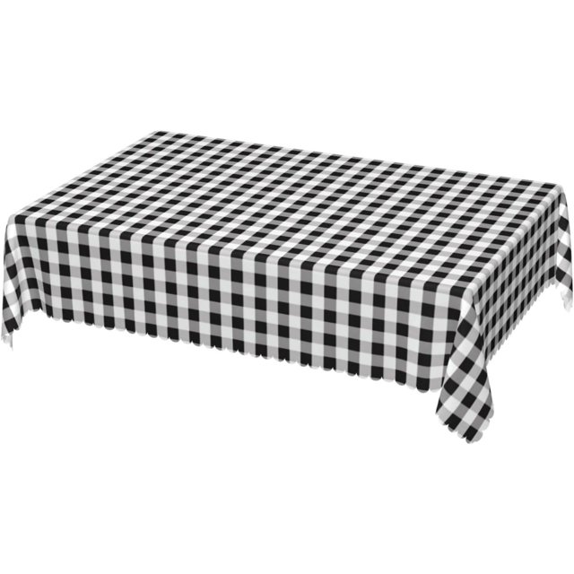 Rectangle Tablecloth with Wave Lace 52 x 70 Inch, White Black Buffalo Check Plaid Rectangle Table Cloth Water Resistant Spill Proof Table Covers Polyester Table Cloth for Restaurant, Picnic, Indoor