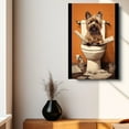 thumbnail image 4 of Yorkshire Terrier Dog Canvas Wall Art for Bedroom Living Room Home Decor,Funny Dog Canvas Sitting on The Toilet Animal Pattern Office Artworks, modern wall decor, Ready to Hang, 4 of 6