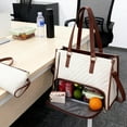 thumbnail image 4 of 3 in 1 Tote Bag for Women Lunch -Insulated Compartment,Quilted Large Capacity Computer Handbag with Purse for Business,Removable Lunch Bag for Business,Work, Travel, Office(Khaki), 4 of 10