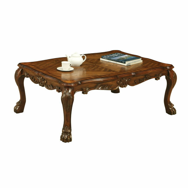 Cherry Oak Wood Poly Resin Coffee Table, 36 X 20 Coffee Table