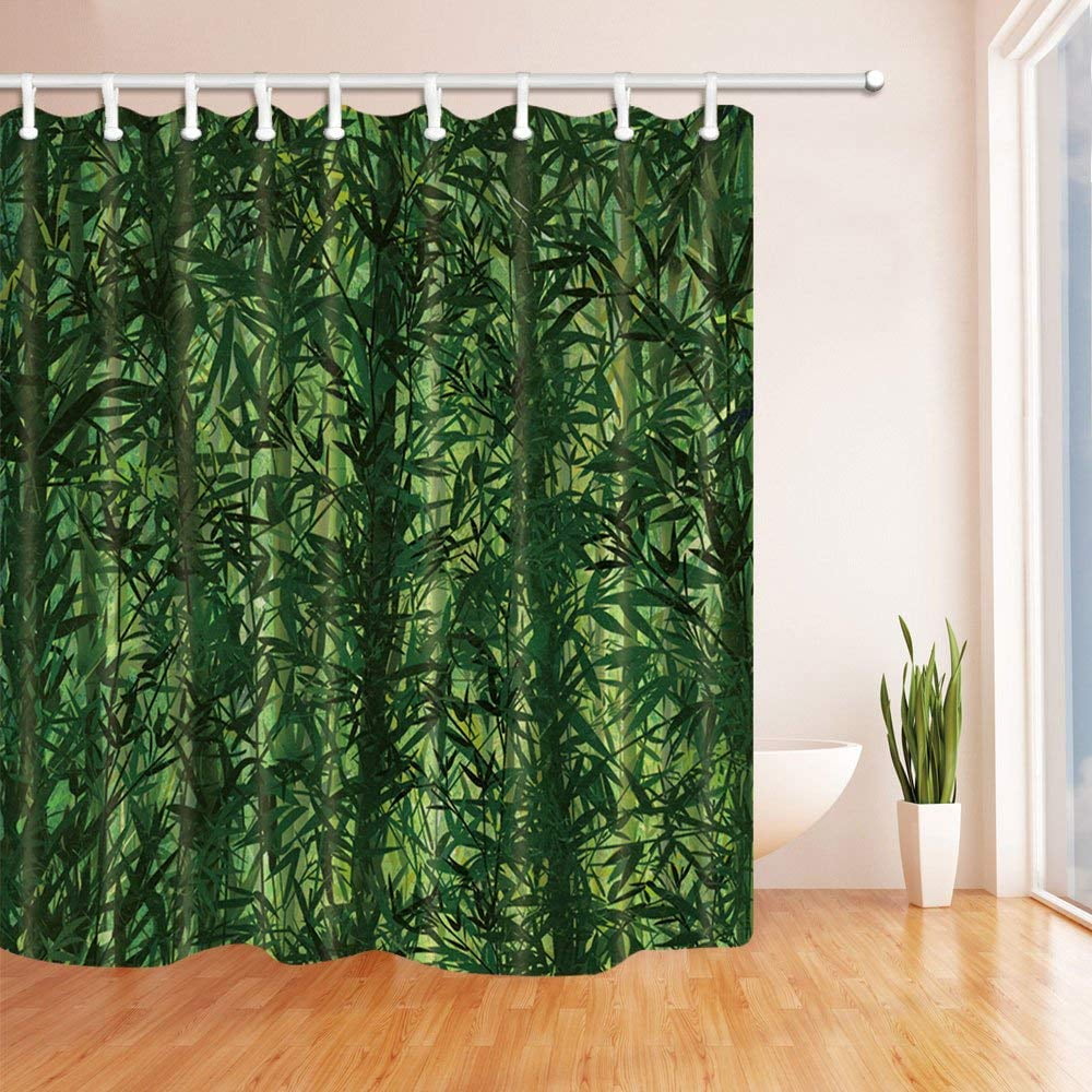 BPBOP Summer Trees Decor Bamboo Forest Polyester Fabric Bathroom Shower