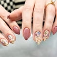 thumbnail image 1 of 30 piezas de uñas postizas cortas con diseño de flores y almendras, uñas postizas de color sólido con pegamento de flores azules, uñas acrílicas de cobertura completa para mujeres y niñas, decoración, 1 of 4