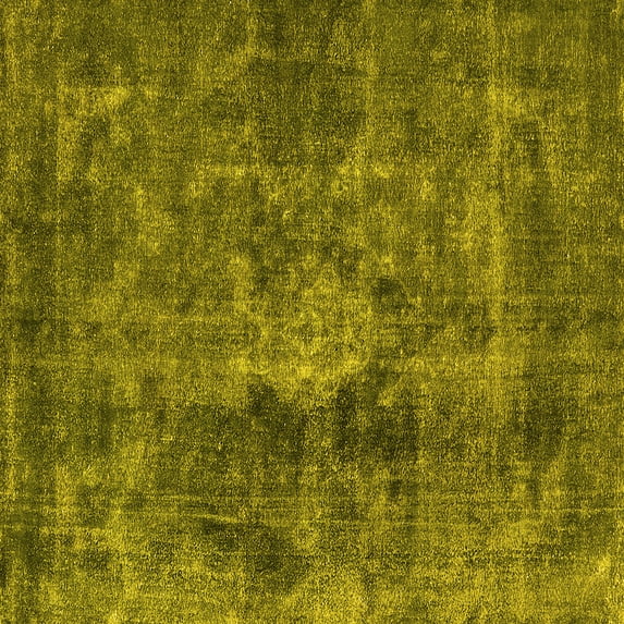 Ahgly Company Machine Washable Indoor Square Oriental Yellow Industrial Area Rugs, 8' Square