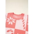 thumbnail image 5 of I AM A FASHION JUNKY Pink Candycane Snowflake Checker Christmas Holiday Drop Shoulder Tunic Loose Sweater, 5 of 11