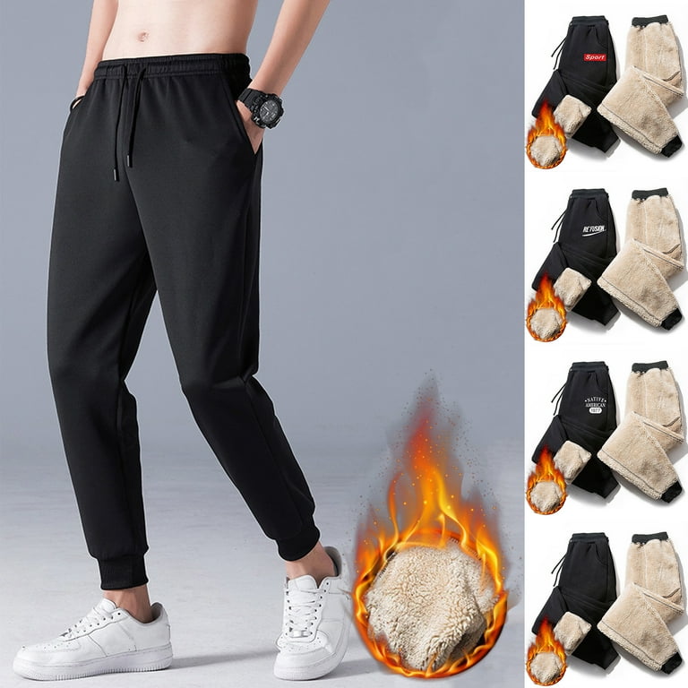 SEARCHI Fleece Lined Sweatpants Pant Men Black Thermal Winter Warm Sports Jogger Athletic Track Trousers Walmart