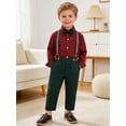 thumbnail image 2 of CARETOO Toddler Boys Suit Boys Formal Outfit Set Dress Shirt Bowtie Suspender Pants 1-5T Baby Boy Church Christening Wedding Easter Clothes 3T, 2 of 8