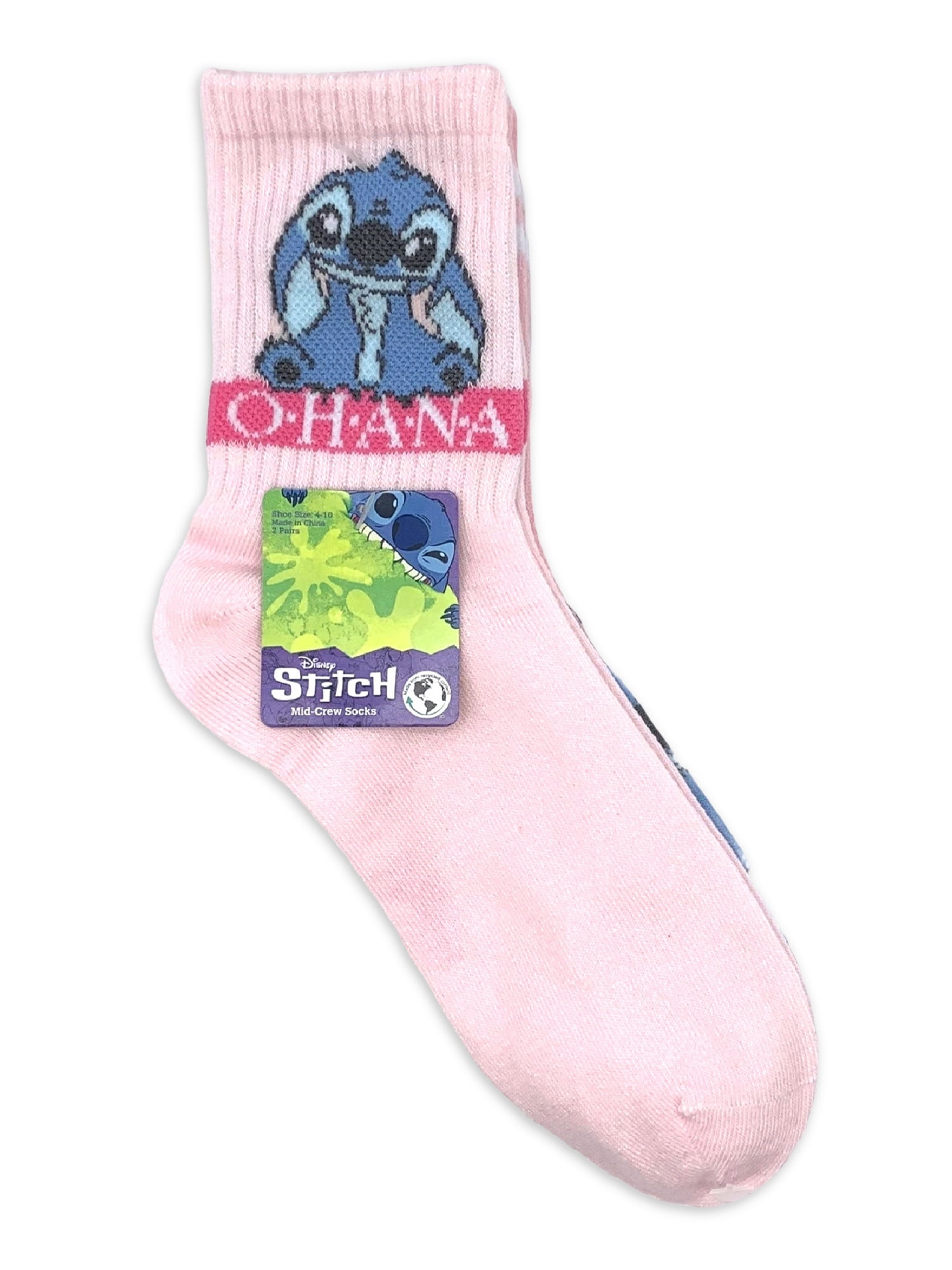 Lilo & Stitch Women's Mother's Day Mid Crew Socks, 2-Pack, Shoe Size 4-10