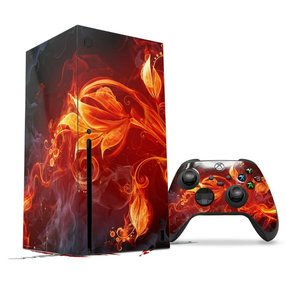 WraptorSkinz Skin Wrap compatible with the 2020 XBOX Series X Console and Controller Fire Flower (XBOX NOT INCLUDED)