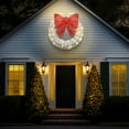 thumbnail image 4 of AWQM 35.4in White Christmas Wreath with 90Lights, Ooutdoor Christmas Decorations with Metal, Prelit Christmas Wreath with Bow for Doors/Windows, Christmas Wreath Decorations for Outdoor, Garden, 4 of 9