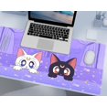 thumbnail image 3 of Cute Pastel Purple Desk Mat Kawaii Anime Cat Large XXL Gaming Mouse Pad Cats Lavender Extended Mousepad Desktop Mat Laptop Keyboard Mouse Mat Desk Pad for Women Office Desk Decor 31.5x15.75 in, 3 of 6