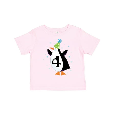 

Inktastic 4th Birthday Cute Penguin Gift Toddler Boy or Toddler Girl T-Shirt