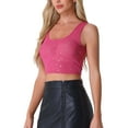 thumbnail image 4 of INSPIRE CHIC Sheer Mesh Top for Women's Scoop Neck Metallic Stars Sleeveless Party Crop Tank Top, 4 of 5