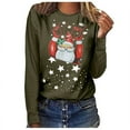 thumbnail image 1 of Babysbule Hauts de Noël pour Femmes Joyeux Noël Imprimé Femmes Décontracté Manches Longues Col Rond Chandail en Molleton Chandail Blouse, 1 of 6