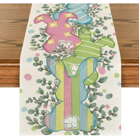 

Party Home OutdooIndooforation Table Dining Kitchen Spring Seasonal RunneTable EasteEucalyptus Rabbit Bunny