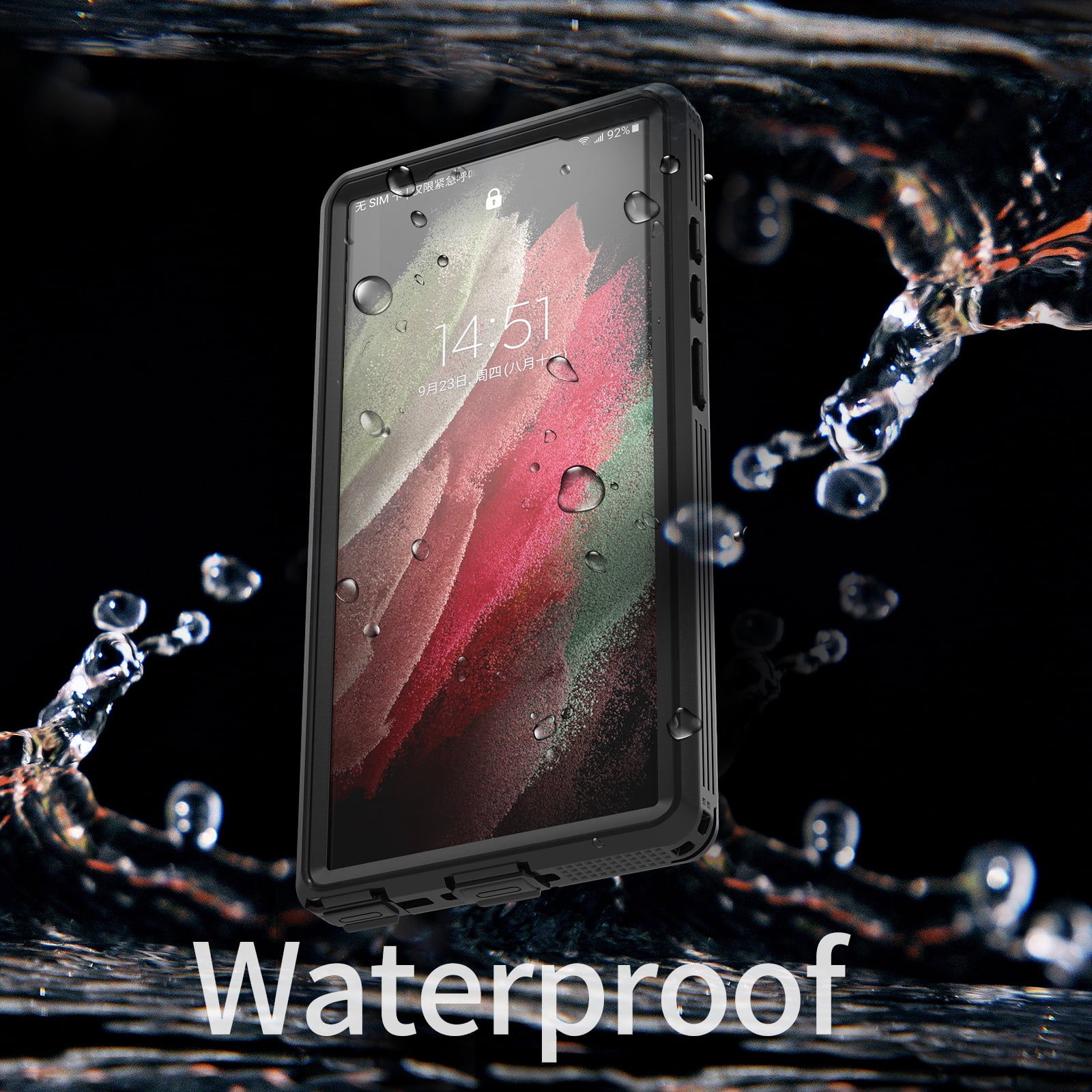 Waterproof Rugged Case designed for Samsung Galaxy S23 Ultra 6.8",Built-in 6H Screen Protector Full-Body Protection Shockproof Dustproof Waterproof Anti-Scratch Wireless Charging Case,Black