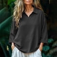 thumbnail image 2 of Long Sleeve T Shirt Women Cotton Collar Solid Long Sleeve Casual Basic Trendy Tops, 2 of 5