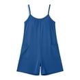 thumbnail image 7 of YgkuHd Women's Solid Color Romper Adjustable Spaghetti Strap Chest Ruched Sleeveless Short Jumpsuit with Pockets Casual Summer Vacation Outfit (S-XXL), 7 of 7