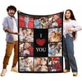 thumbnail image 3 of Custom Blanket with Photos Text Customized Blanket Personalized Flannel Throw Blankets for Adult Kid Birthday Christmas Fathers Mothers Valentines Day Customized Gift A Blankets, 3 of 5