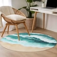 thumbnail image 3 of Area Rug 48in, Ombre Turquoise Ocean Wavy Beach Floor Carpet Living Room Rug, Abstract Wavy Texture Non-Slip Welcome Mat Indoor Rugs for Bedroom Dining Room, 3 of 9