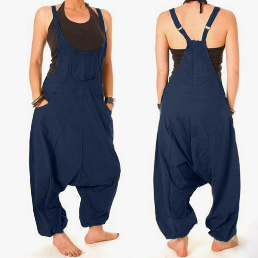 nomeni Starmoon Women Casual Sleeveless Solid Jumpsuit Drop Crotch