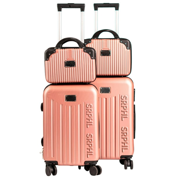 Set de 4 Maletas de Viaje Rígidas 20 y 18 Pulgadas con 2 Neceseres de 11 Pulgadas Equipaje Ligero con Ruedas 360 y Candado TSA Seraphiel