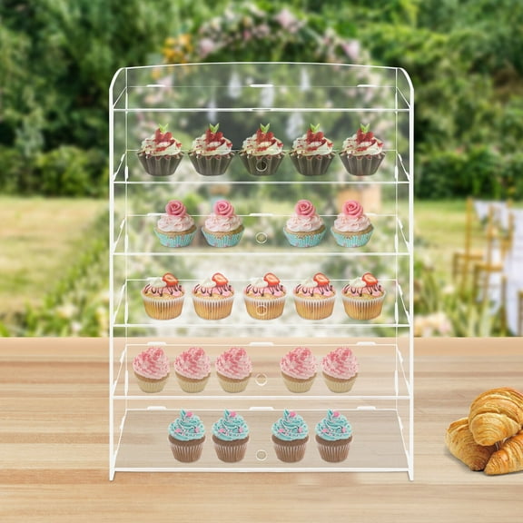 5-Tier Acrylic Display Case Clear Bakery Pastry Storage Cabinet Case Shelf Holder