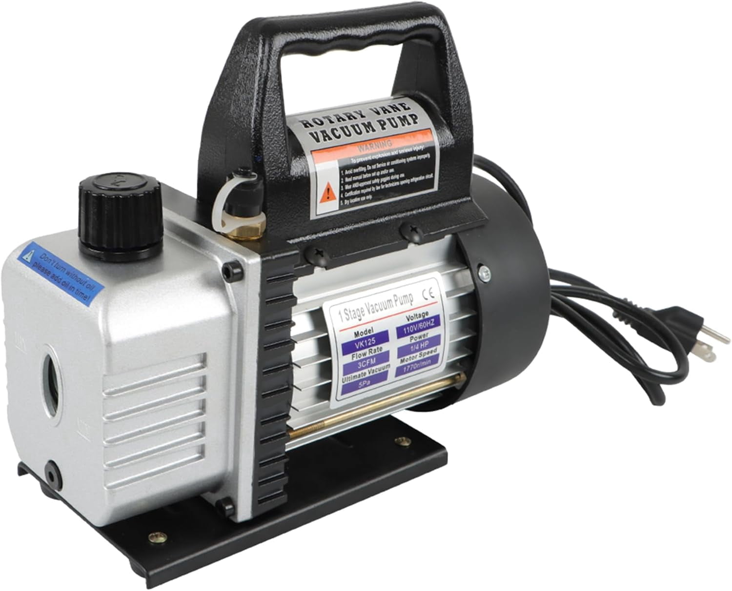 EPOTOOR 3 CFM Vacuum Pump 5pa 110V/60HZ with Manifold Gauge Set