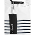 thumbnail image 5 of CamiseDe ManLarPaMujer bloque de colorrayas triple color simple Azul oscuro M, 5 of 5