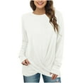 thumbnail image 1 of MeetoTime T-Shirts Décontractés à Manches Longues pour Femmes Automne Tunique Ample Col Rond Froncé, 1 of 7