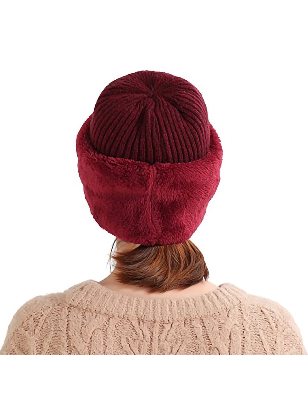 Women Men Solid Unisex Cycling Ski Mask Winter Knitted Balaclava Beanie Hat, Red, One Size
