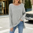 thumbnail image 2 of RMGVDSD Sweaters For Women Side Split Oversized Pullover Tops Crew Neck Long Sleeve Shirt Sweater Solid Color Fashion Pullover Sweater Tops /Light Gray, 2 of 6