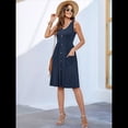 thumbnail image 4 of Vestidos de Verano para Mujer, Sin Mangas, Informales, Holgados, con Botones y Bolsillos Zafiro S, 4 of 9