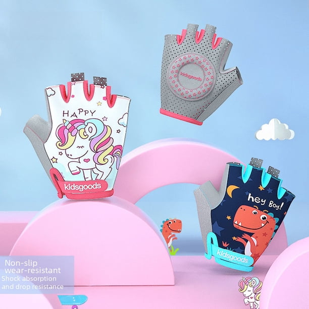Guantes de seguridad deportivos para niños, guantes de ciclismo, patinaje sobre ruedas, protector de manos con dibujos animados impresos, guantes antideslizantes de medio dedo para niños y