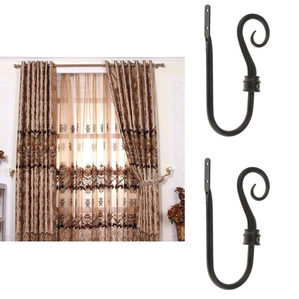 2PCS Strong Metal Curtain Hooks Window Drape Hanger Holder Tieback Tassel Hooks 