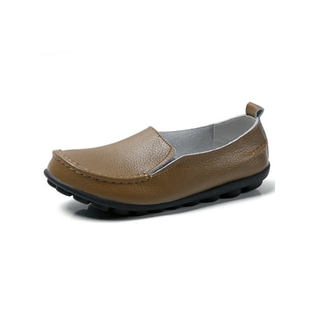 

GENILU Loafers for Women Comfortable Slip On Dress Shoes Casual Leather Walking Flats Outdoor Driving Shoes