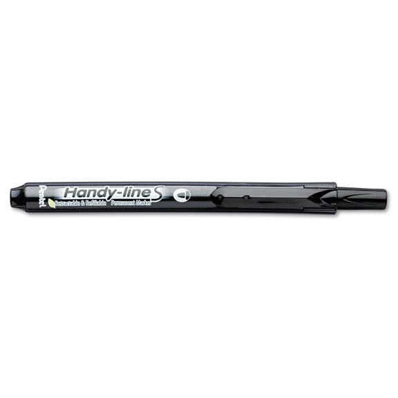 Pentel Handy-line S Retractable Permanent Markers, Fine Tip, Black, Dozen